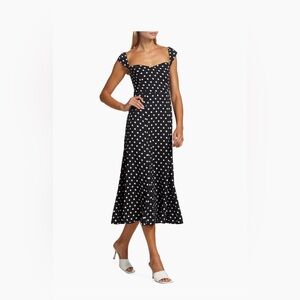 Reformation Bryson Polka Dot Midi Dress Petite